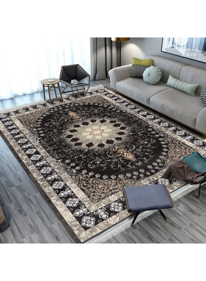 SMART HOME Large padded floor mat with a soft velvet surface and non-slip backing - Living room rug - Majlis rug - Lounge rug - Luxurious decorative rug - Elegant rug with modern patterns for living rooms and majlis - Size 350x250 cm - Suitable for everyday use and entertaining - Image 2